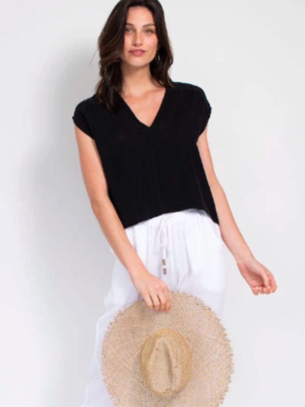 Natalie Busby V Neck Boxy Silhouette Soft Casual Blouse Women's size S